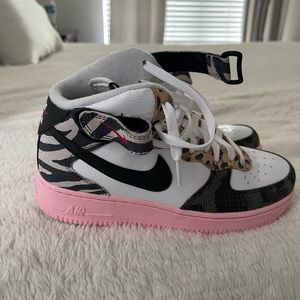 Nike Women's Athletic Shoes - Pink, Black, White, Animal Print